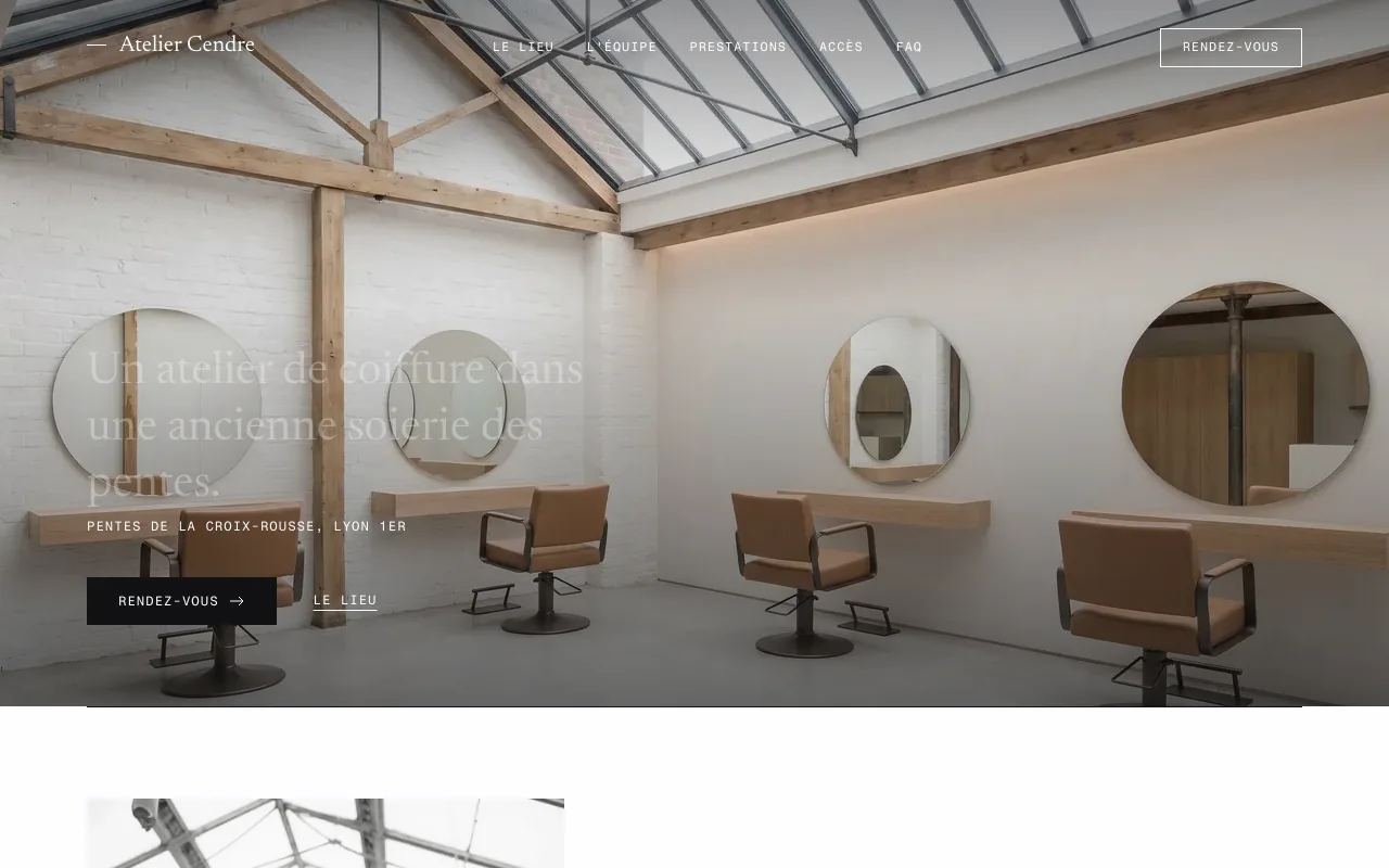 Maquette de site pour un salon de coiffure, Lyon.